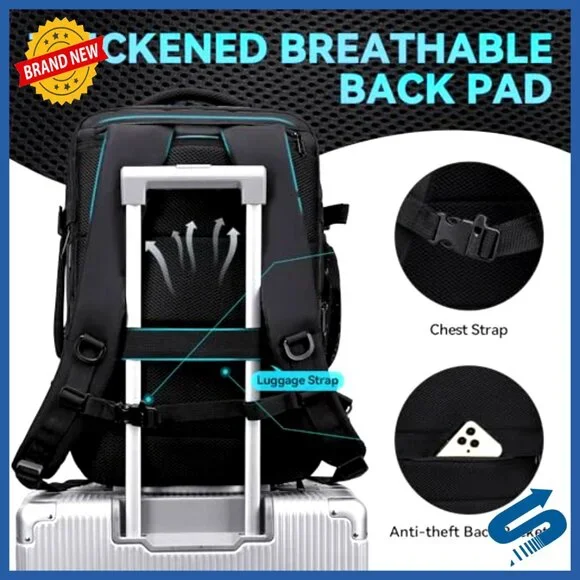 Expandable Travel Backpack USB Charging Port Water Resistant Luggage Weekender